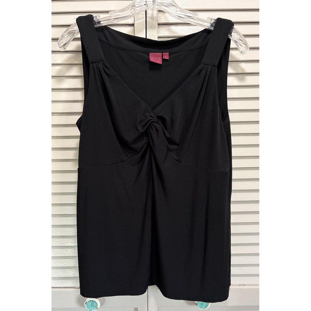 212‎ Collection Black Twist Front V Neck Sleeveless Blouse Size Medium Stretch